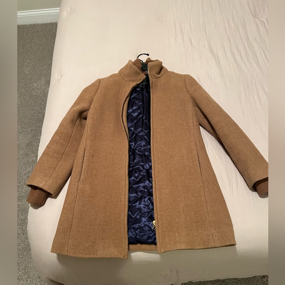 J. Crew Camel colored Zip up Winter Coat size 0 Petite (XS)